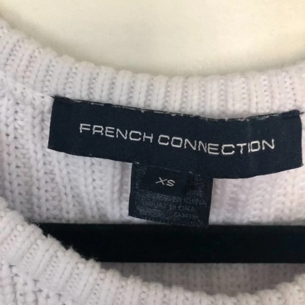 French Connection Knit Sweater- White/Gray- Size XS - Picture 4 of 6